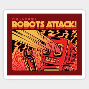 Retro Sci Fi Robots Attack! Magnet